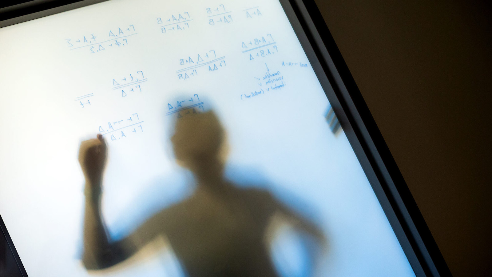 figure in front of white board